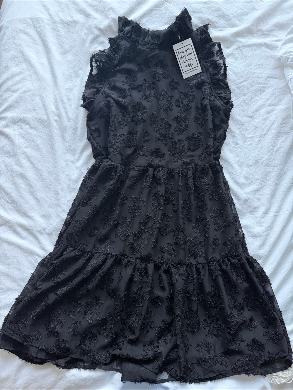 Blu Pepper Black Textured Floral Midi Dress